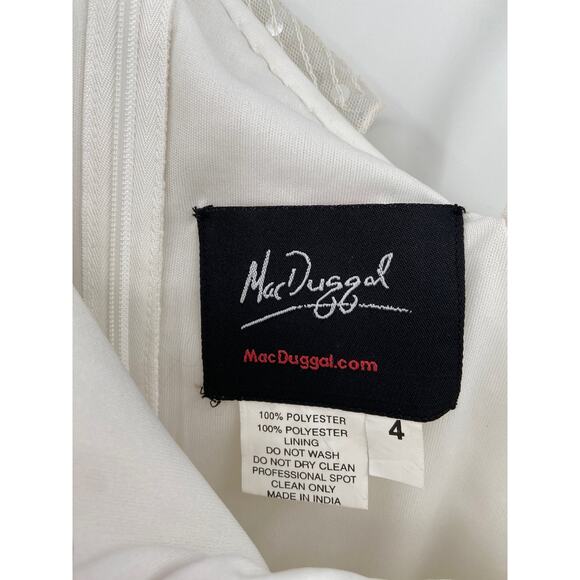 Mac Duggal 10800 White Sequin One Shoulder Ruffled Cocktail Dress Size 4 NWT - Picture 7 of 9